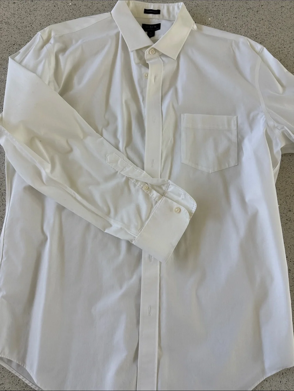 J. Crew White Long-Sleeve Dress Shirt with Chest Pocket